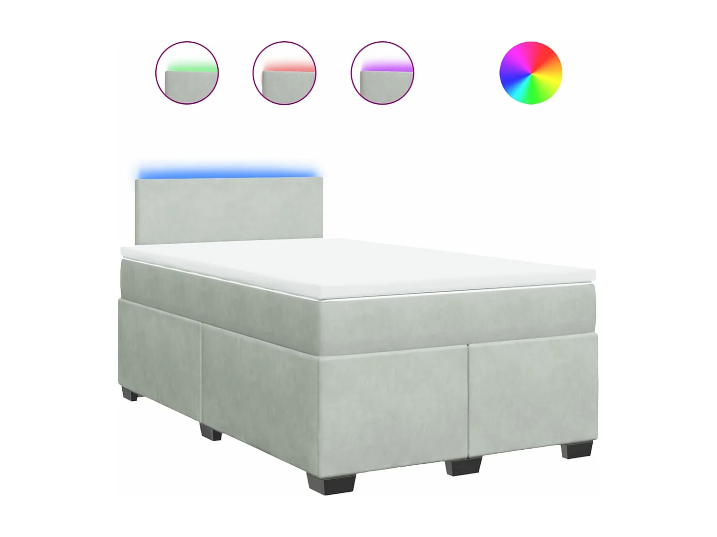 Cama boxspring c/ colchão 120x200 cm veludo cinzento-claro