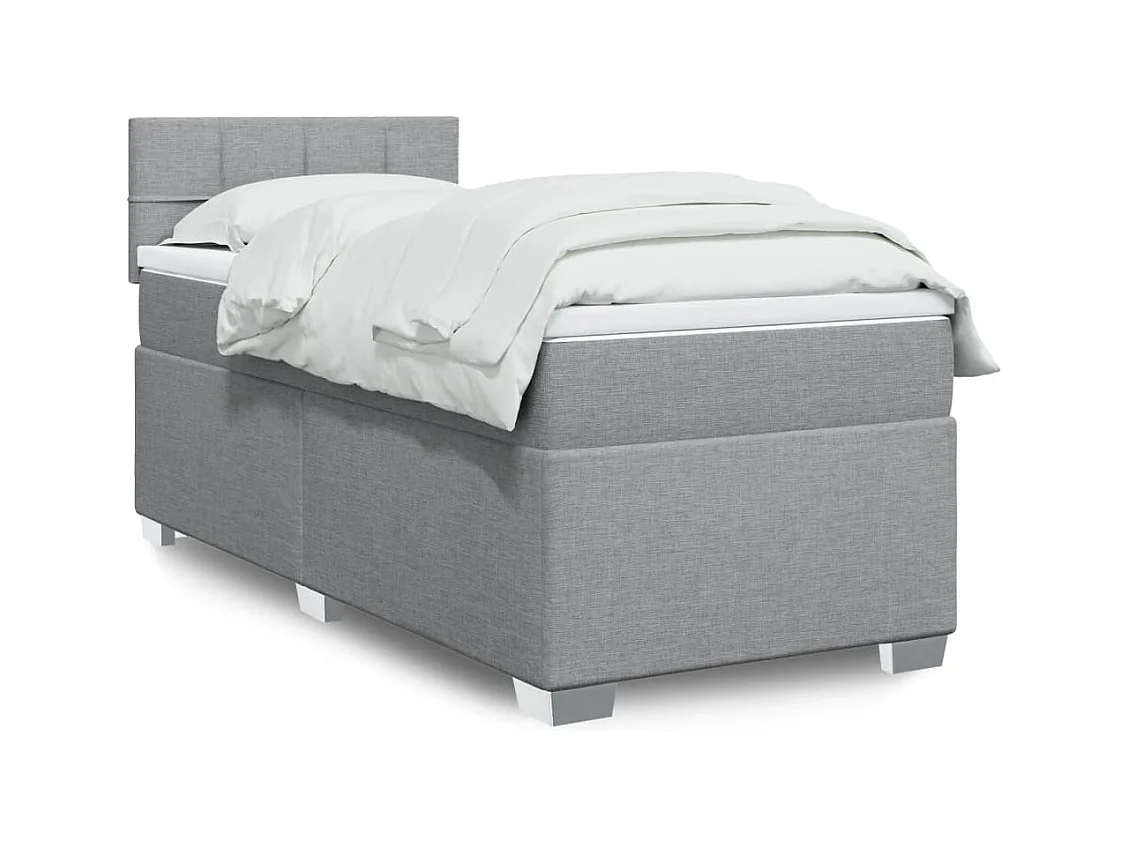 Sommier à lattes de lit et matelas Gris clair 90x190 cm Tissu