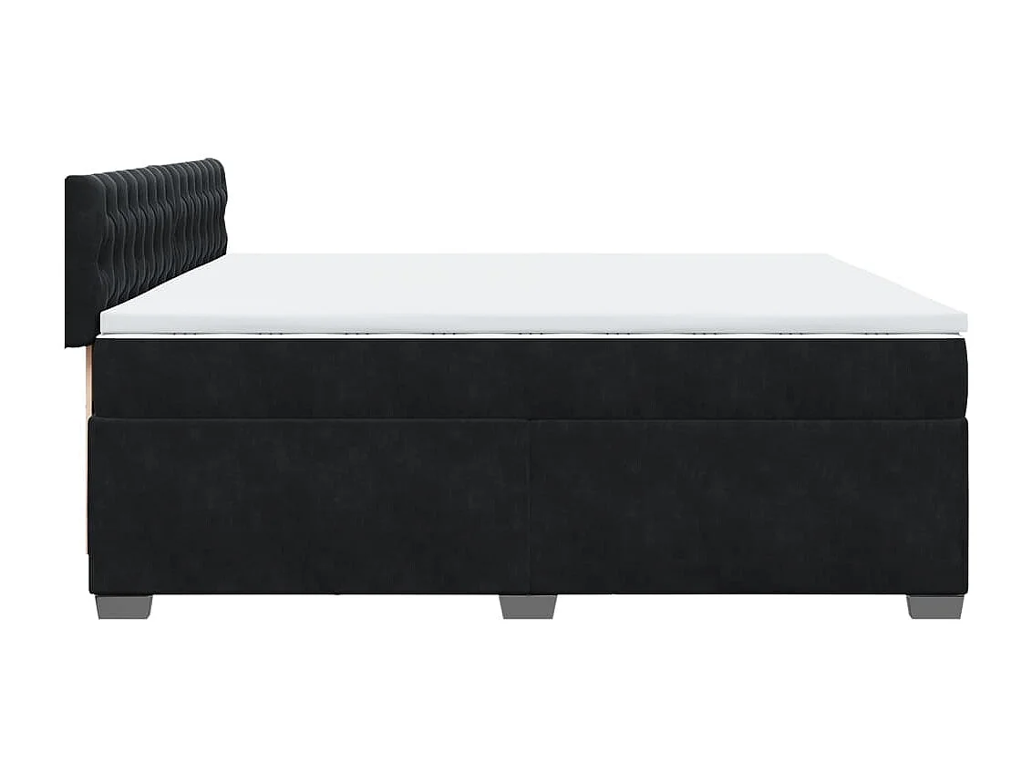 Sommier à lattes de lit et matelas Noir 200x200 cm Velours