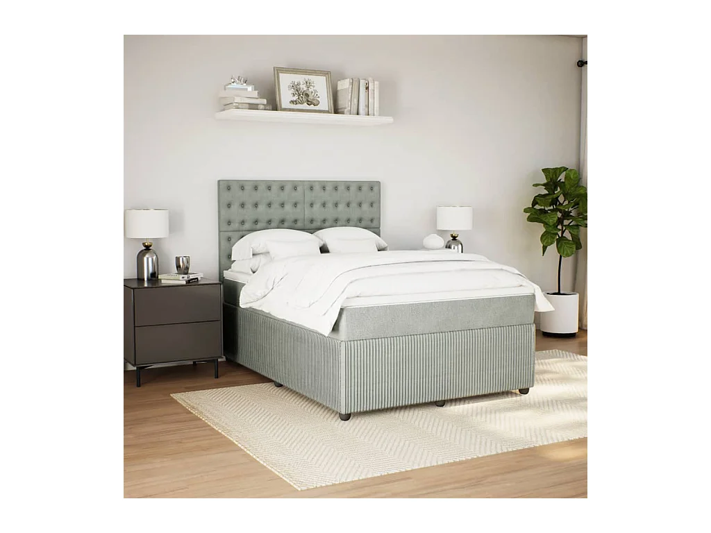 Giroletto a Molle con Materasso Grigio Chiaro 140x190cm Velluto