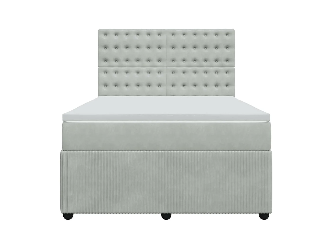 Giroletto a Molle con Materasso Grigio Chiaro 140x190cm Velluto