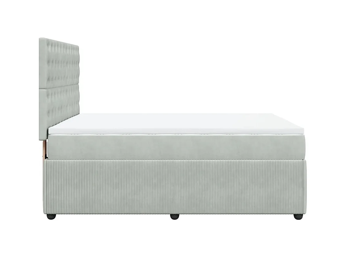 Giroletto a Molle con Materasso Grigio Chiaro 140x190cm Velluto