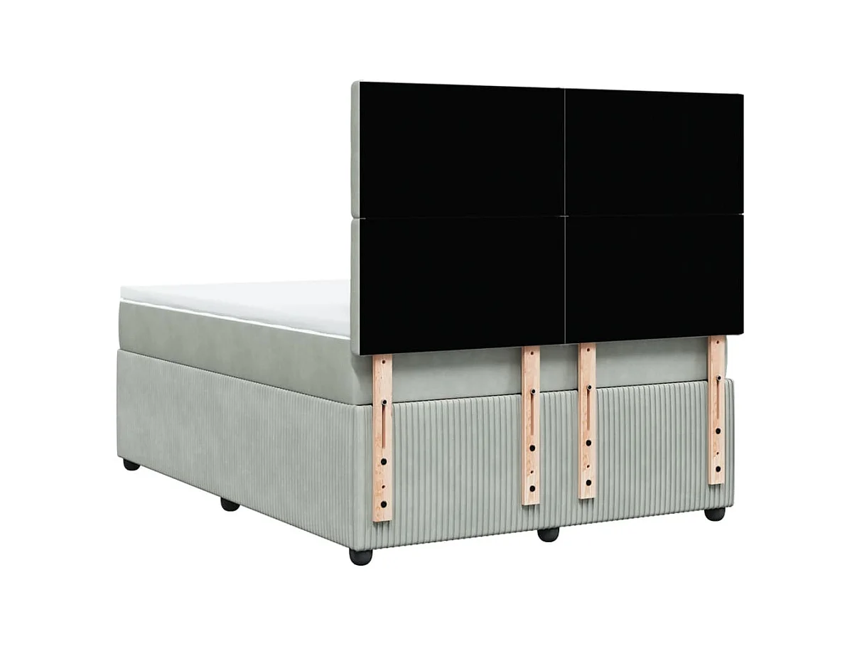 Giroletto a Molle con Materasso Grigio Chiaro 140x190cm Velluto