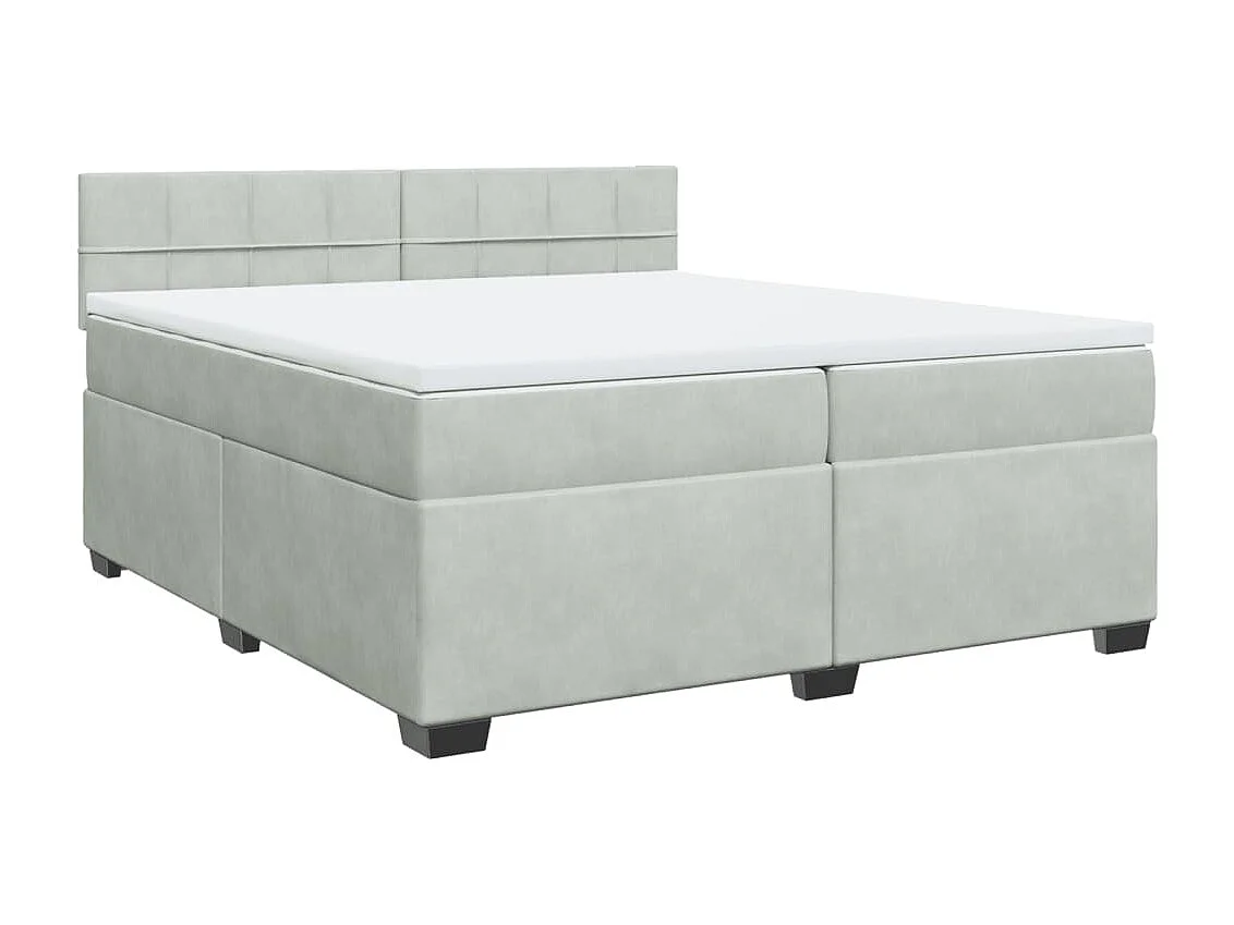 Sommier à lattes de lit et matelas Gris clair 200x200cm Velours