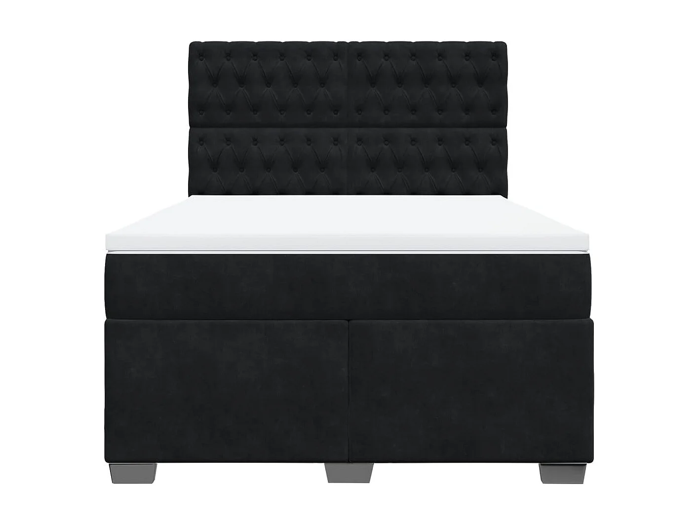 Sommier à lattes de lit et matelas Noir 160x200 cm Velours