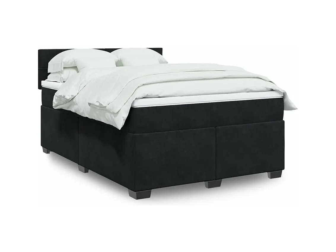 Boxspringbett mit Matratze Schwarz 160x200 cm Samt