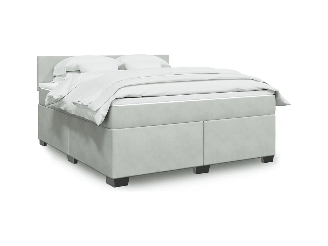 Giroletto a Molle con Materasso Grigio Chiaro 180x200cm Velluto