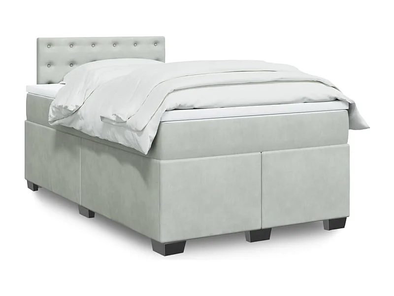 Sommier à lattes de lit et matelas gris clair 120x190cm velours