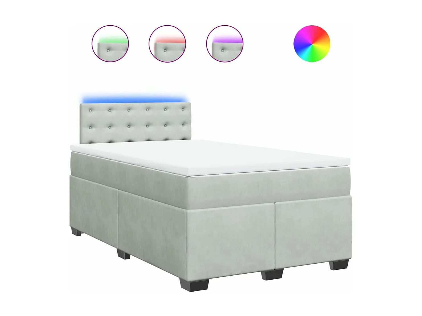 Sommier à lattes de lit et matelas gris clair 120x190cm velours