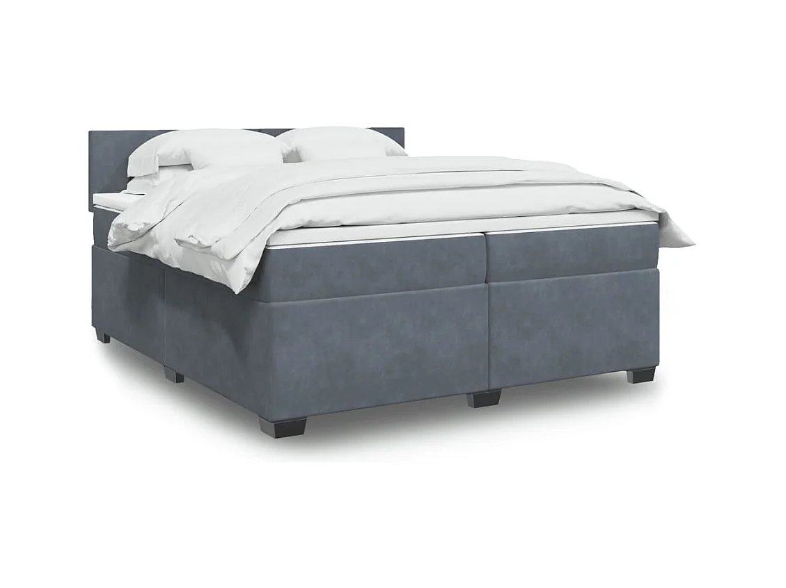 Sommier à lattes de lit et matelas Gris foncé 200x200cm Velours
