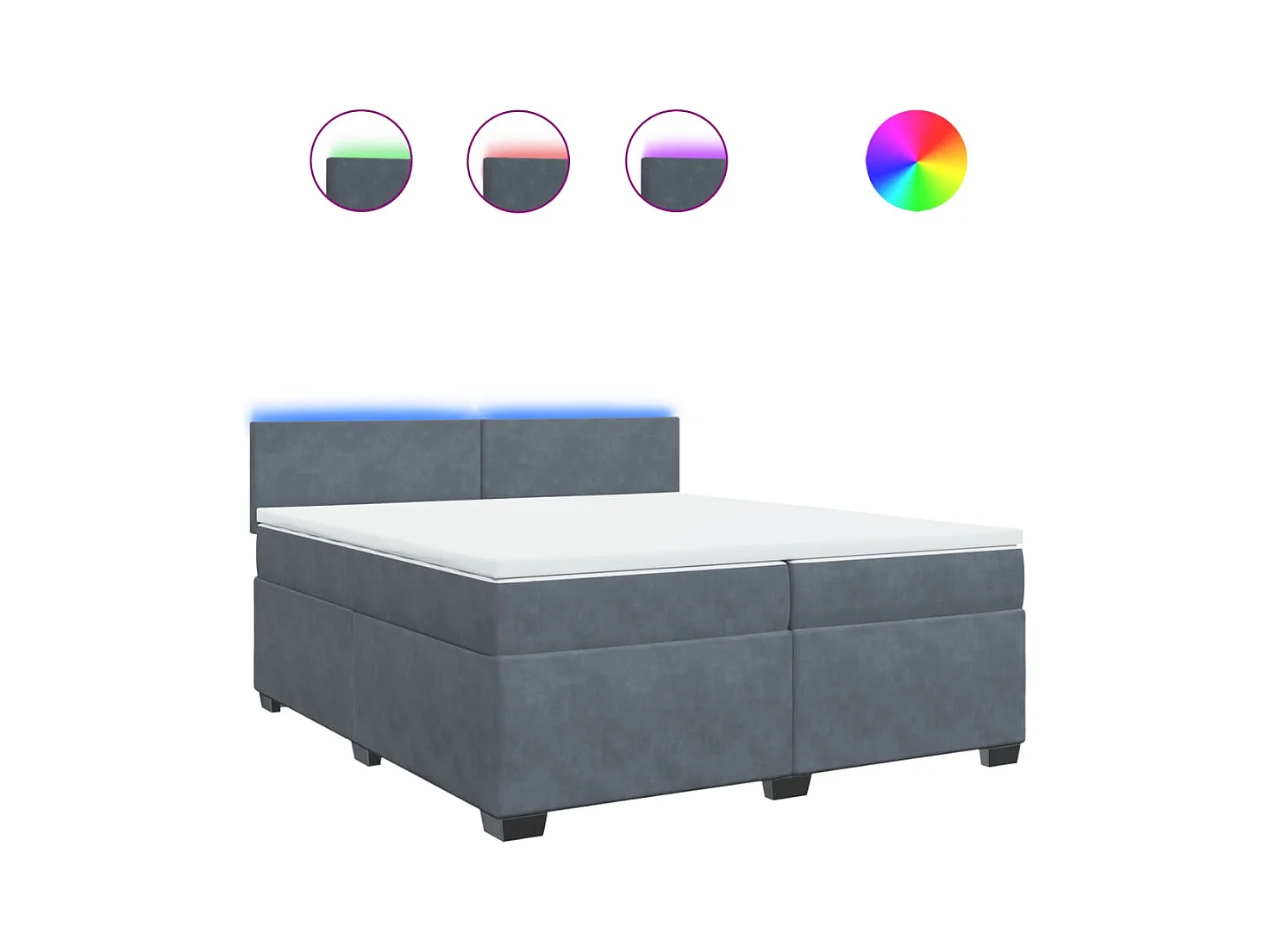 Sommier à lattes de lit et matelas Gris foncé 200x200cm Velours