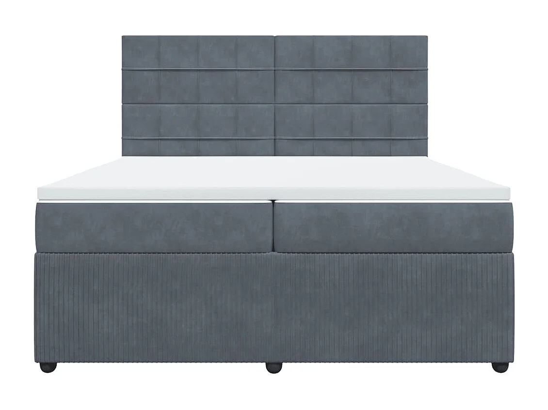 Cama com molas/colchão 200x200 cm veludo cinzento-escuro