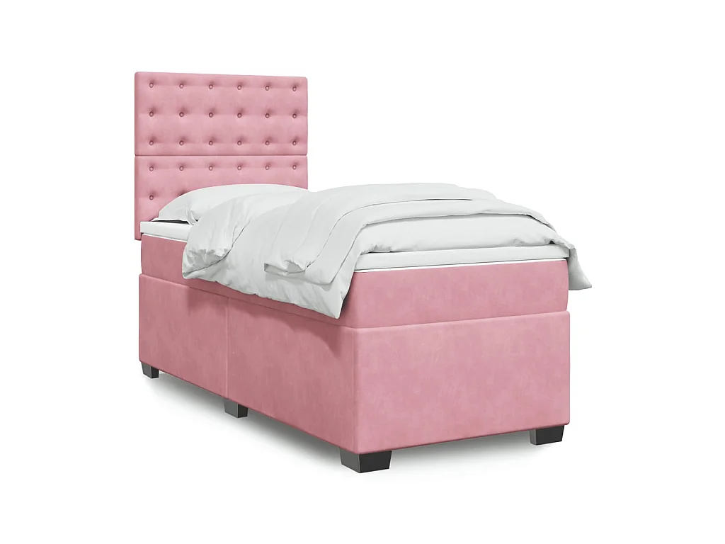 Boxspringbett mit Matratze Rosa 80x200 cm Samt
