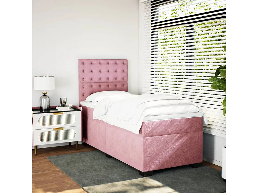 Cama com molas/colchão 80x200 cm veludo rosa