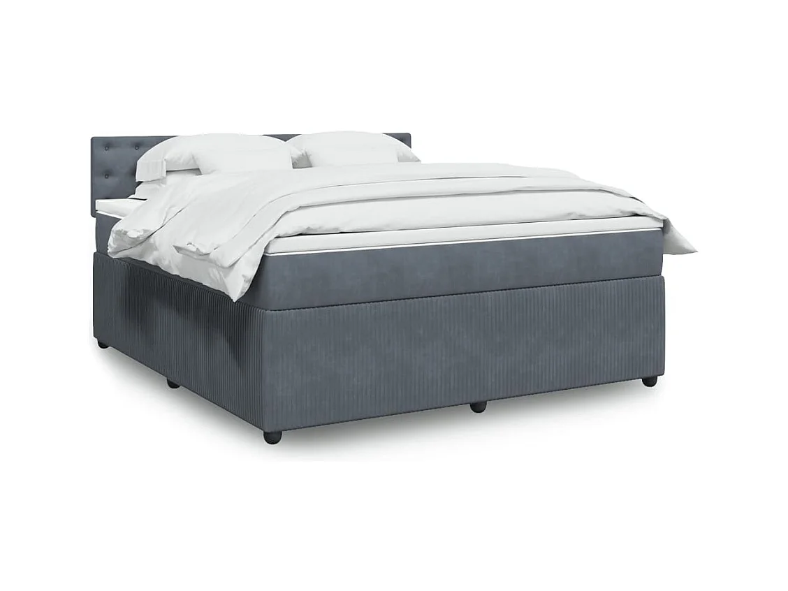 Giroletto a Molle con Materasso Grigio Scuro 180x200 cm Velluto