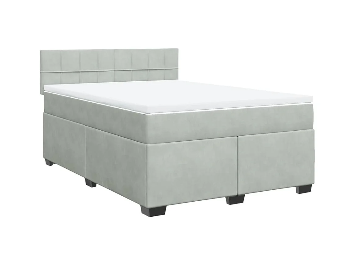 Boxspring met matras fluweel lichtgrijs 140x190 cm