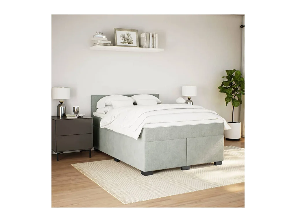 Boxspring met matras fluweel lichtgrijs 140x190 cm