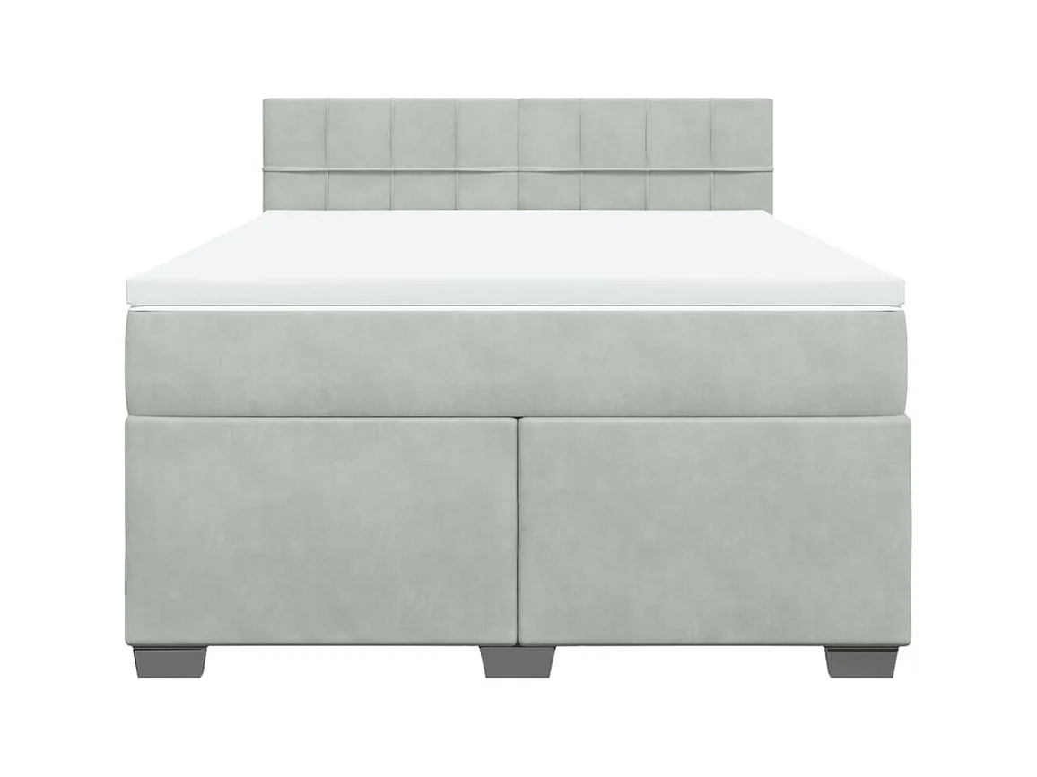 Boxspring met matras fluweel lichtgrijs 140x190 cm