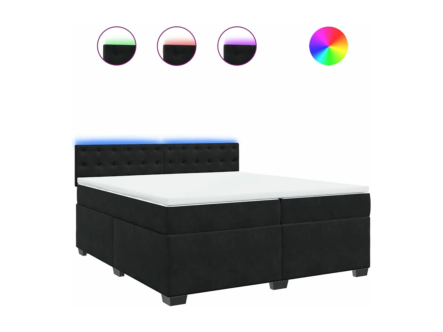 Giroletto a Molle con Materasso Nero 200x200 cm in Velluto