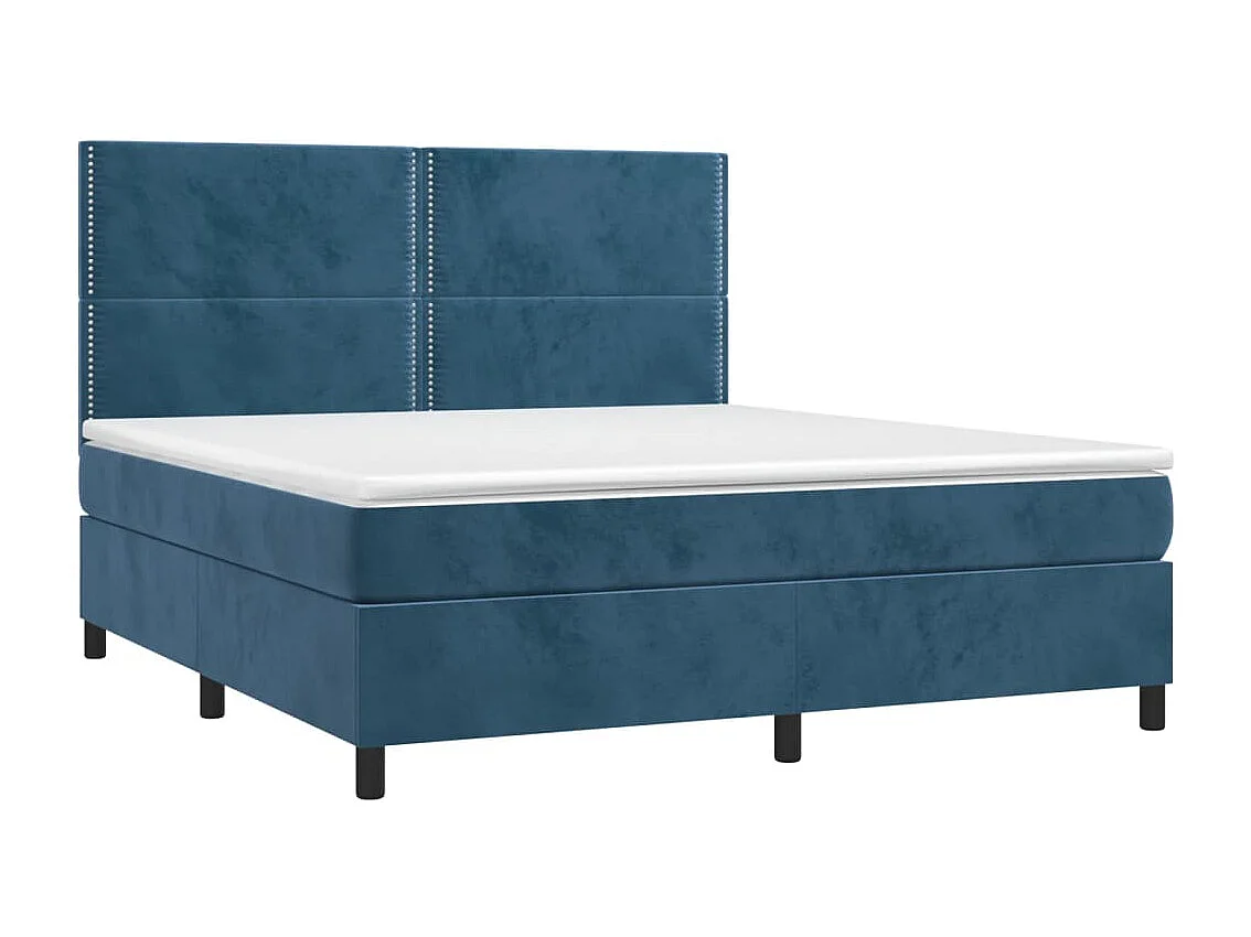 Cama box spring con colchón terciopelo azul oscuro 160x200 cm