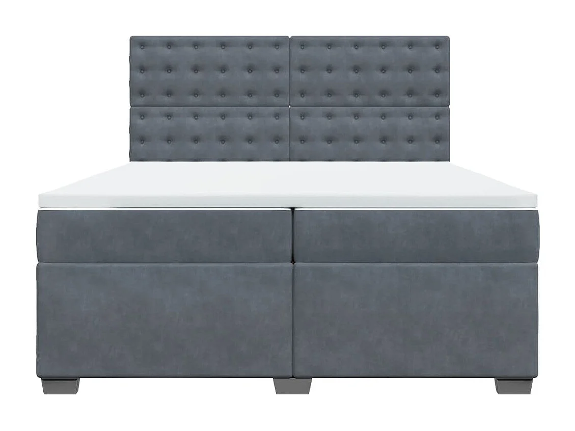 Sommier à lattes de lit et matelas Gris foncé 200x200cm Velours