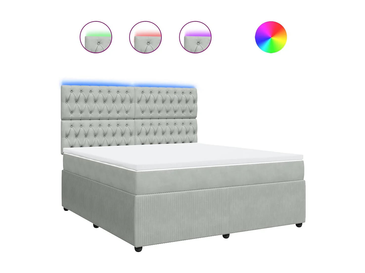 Sommier à lattes de lit et matelas Gris clair 180x200cm Velours