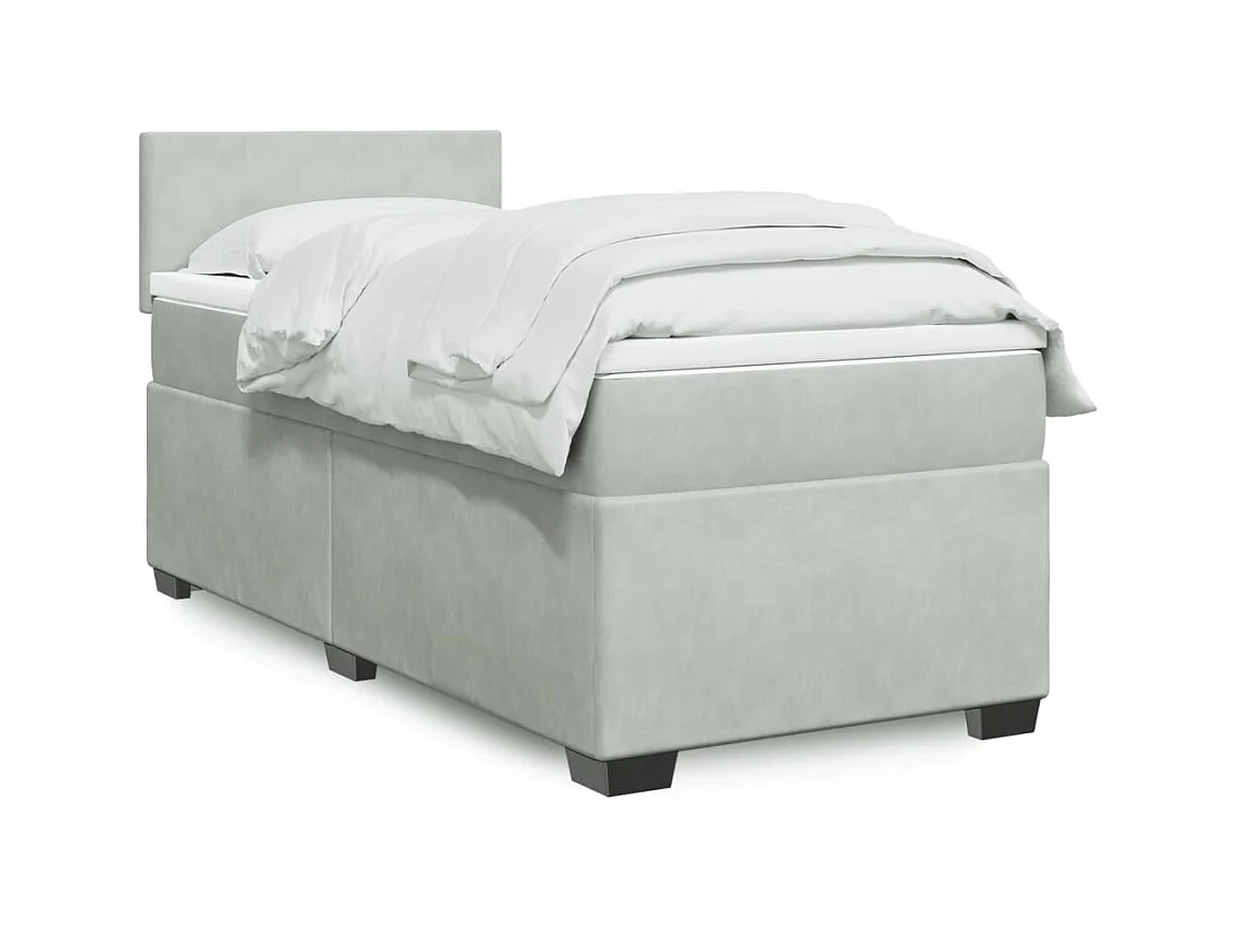 Sommier à lattes de lit et matelas Gris clair 80x200 cm Velours