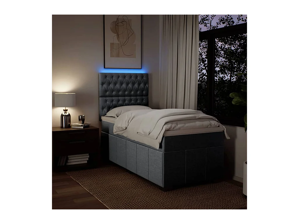 Sommier à lattes de lit et matelas Gris clair 90x190 cm Tissu