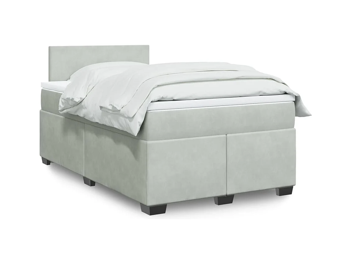 Giroletto a Molle con Materasso Grigio Chiaro 120x200cm Velluto