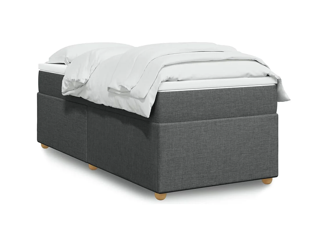 Sommier à lattes de lit et matelas Gris foncé 90x190 cm Tissu