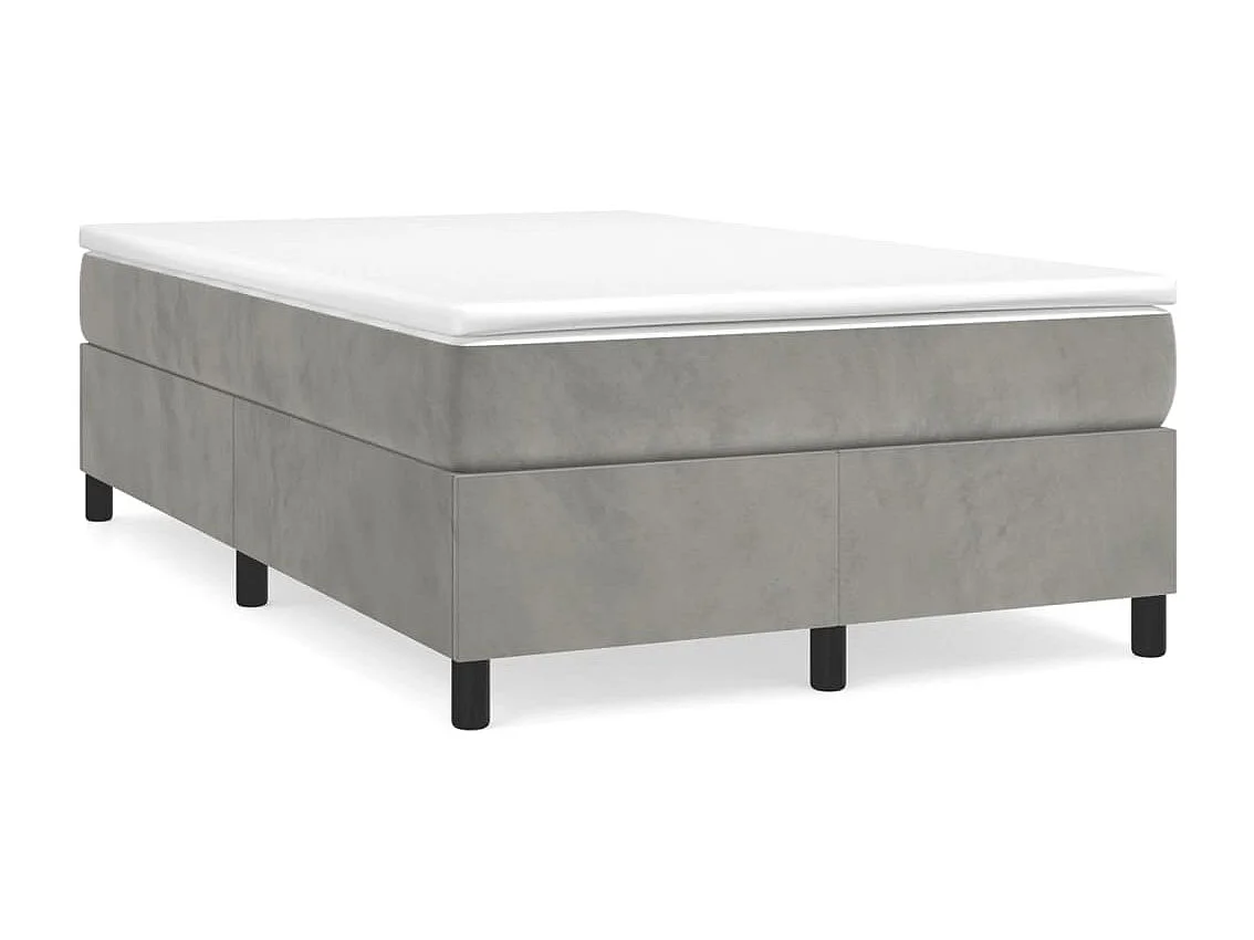 Giroletto a Molle con Materasso Grigio Chiaro 120x190cm Velluto