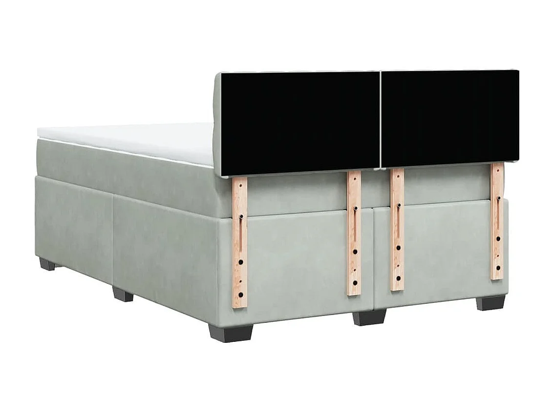 Giroletto a Molle con Materasso Grigio Chiaro 140x200cm Velluto