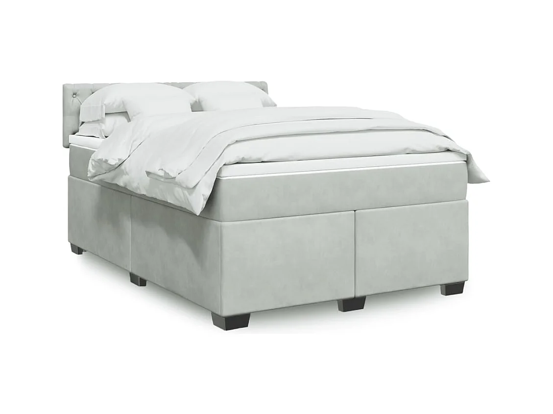 Sommier à lattes de lit et matelas Gris clair 140x200cm Velours