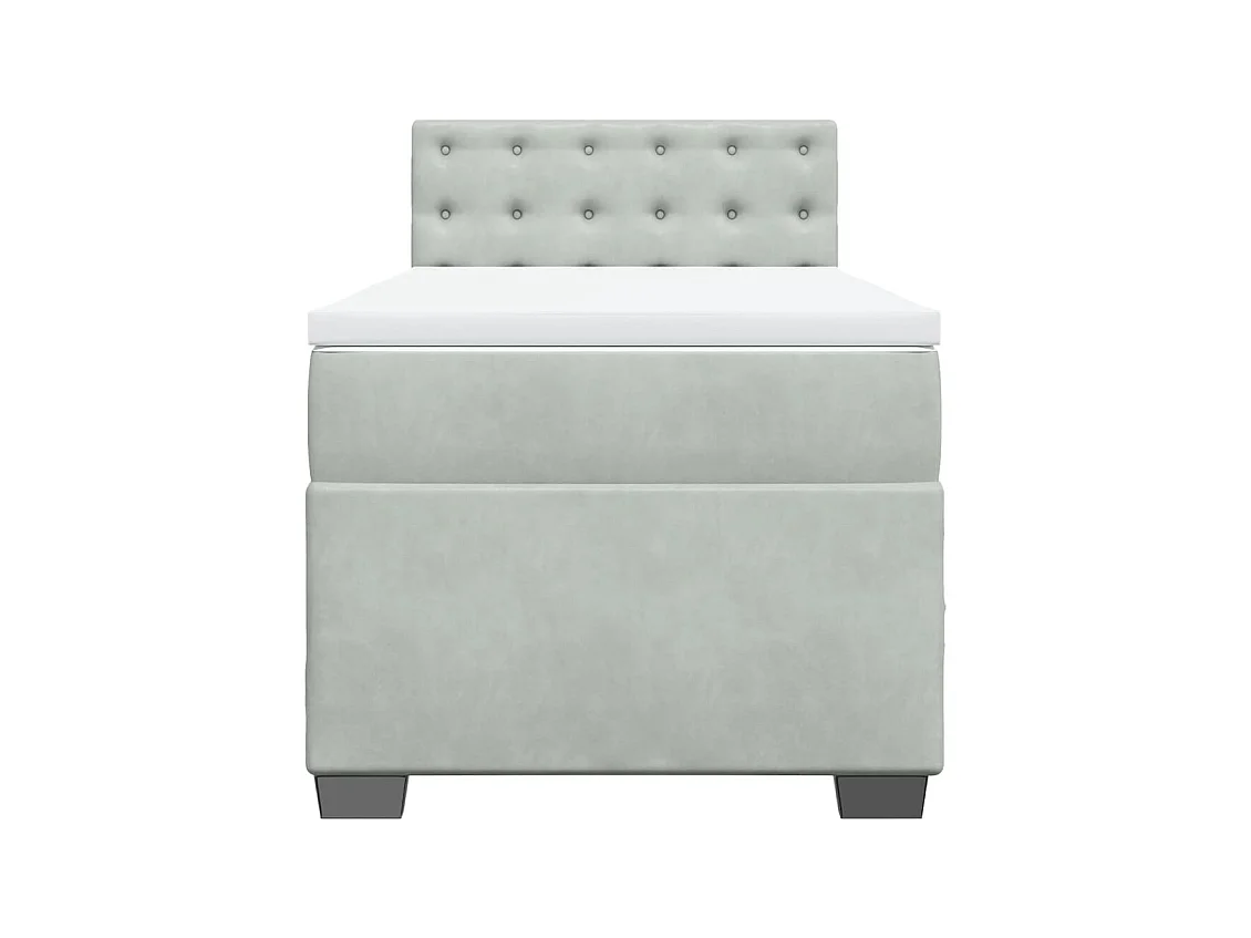Boxspringbett mit Matratze Hellgrau 90x200 cm Samt