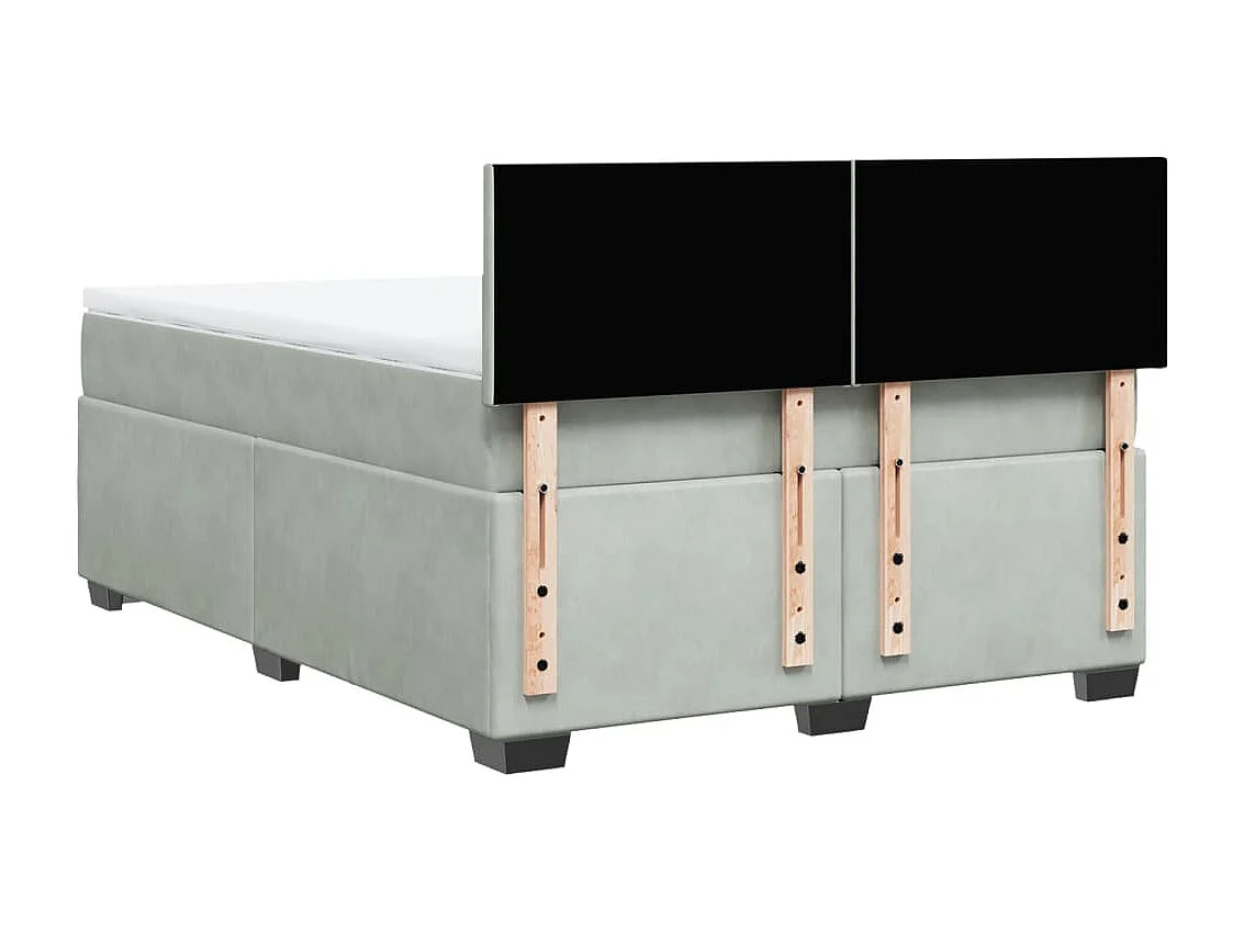 Sommier à lattes de lit et matelas Gris clair 140x190cm Velours