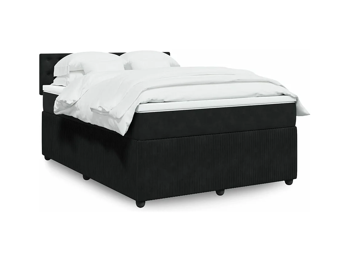 Boxspringbett mit Matratze Schwarz 160x200 cm Samt