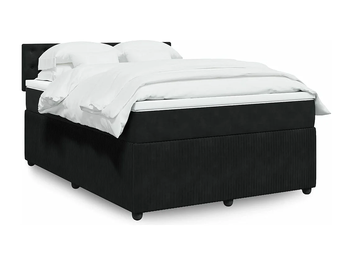 Boxspring met matras fluweel zwart 160x200 cm