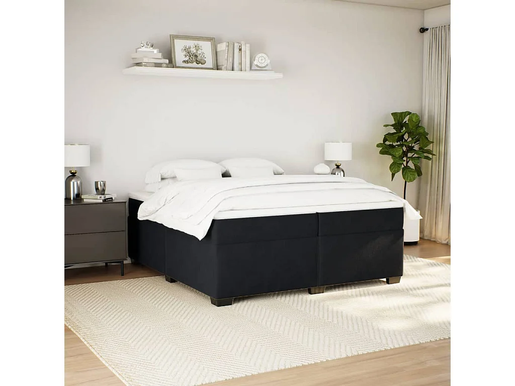 Giroletto a Molle con Materasso Nero 200x200 cm in Velluto