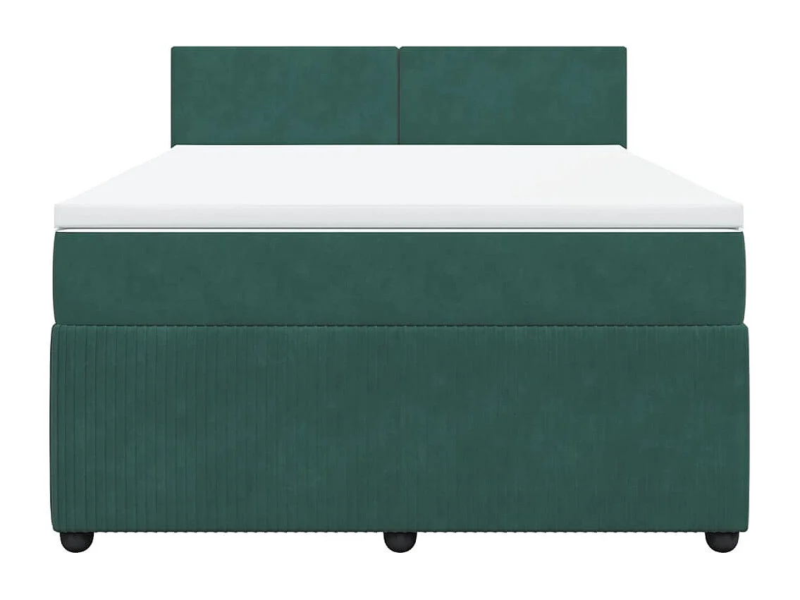 Cama box spring con colchón terciopelo verde oscuro 160x200 cm