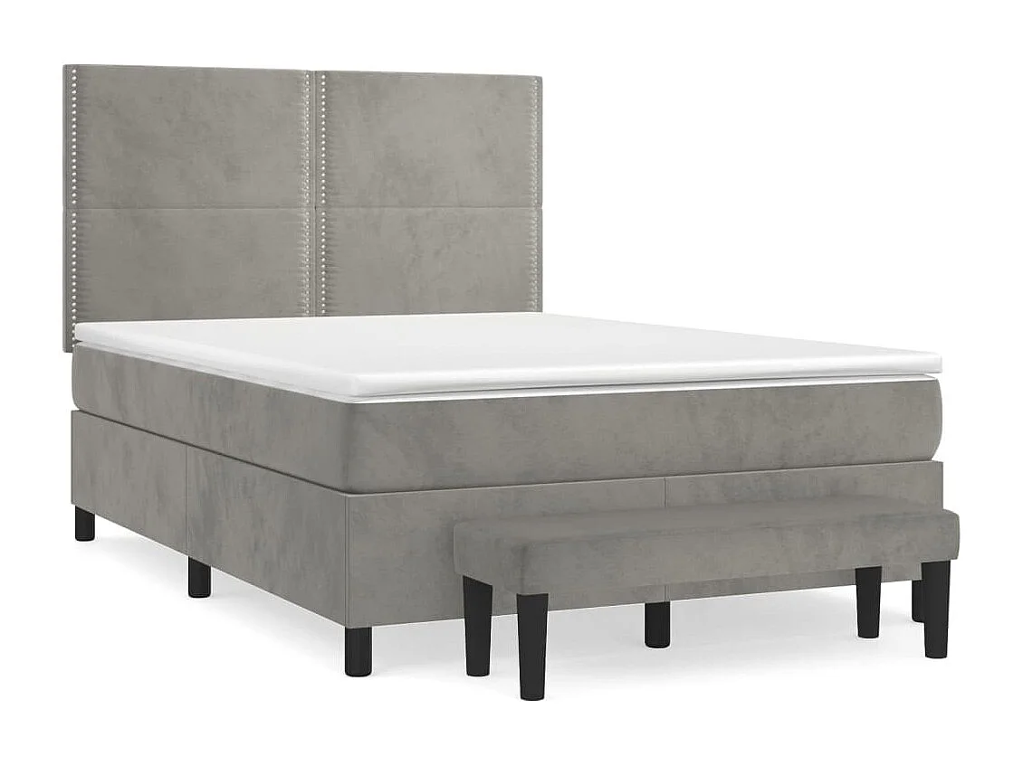Boxspringbett mit Matratze Hellgrau 140x190 cm Samt