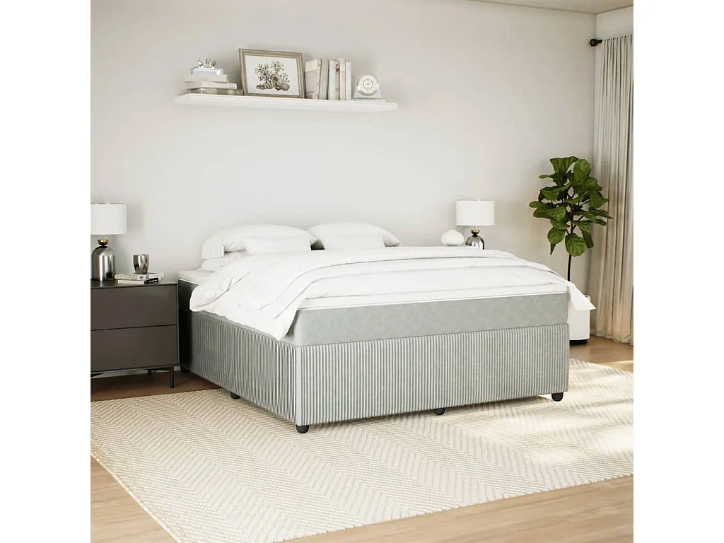 Giroletto a Molle con Materasso Grigio Chiaro 180x200cm Velluto