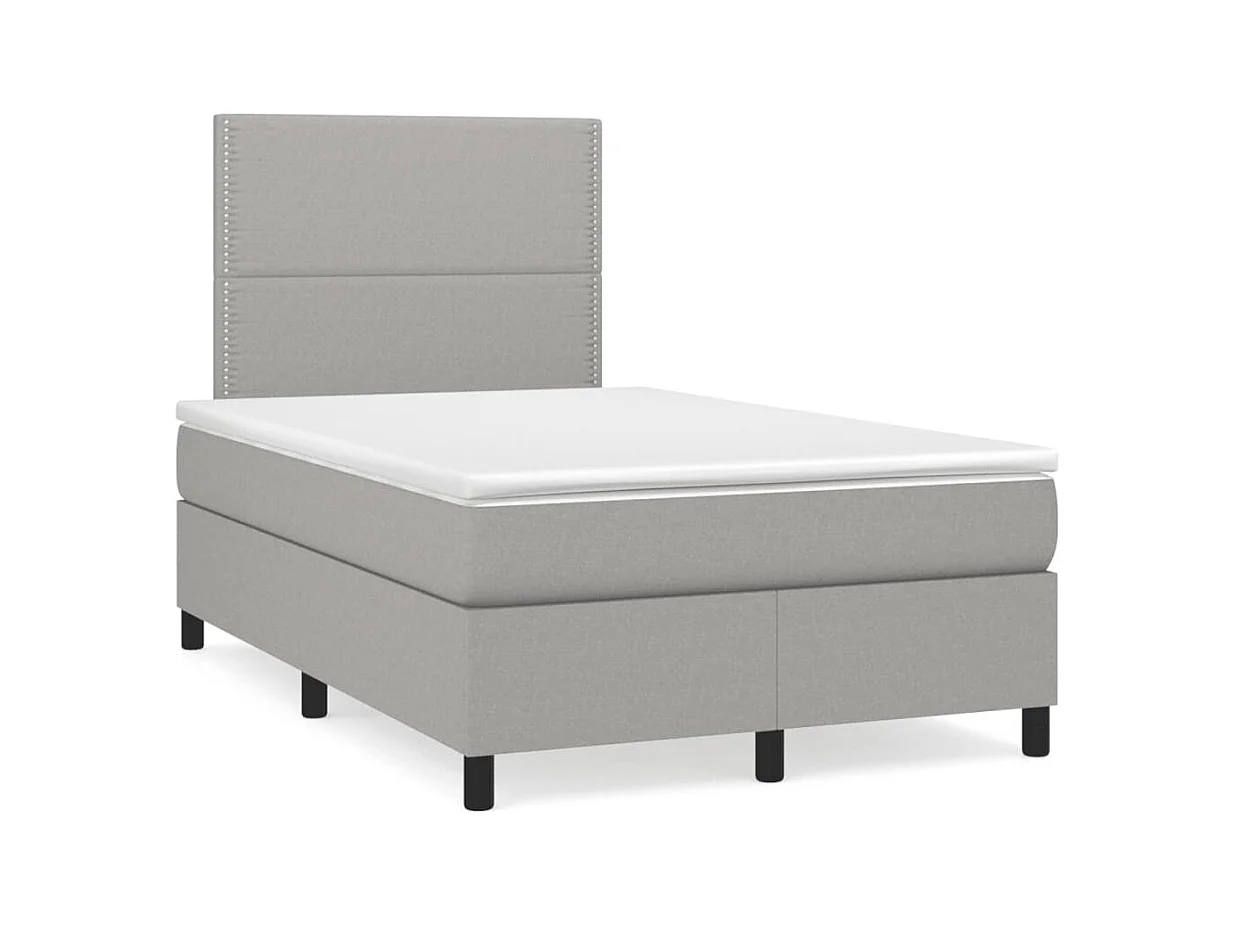 Sommier à lattes de lit et matelas gris clair 120x190 cm tissu