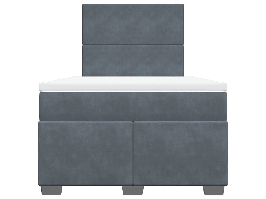 Giroletto a Molle con Materasso Grigio Scuro 120x200 cm Velluto
