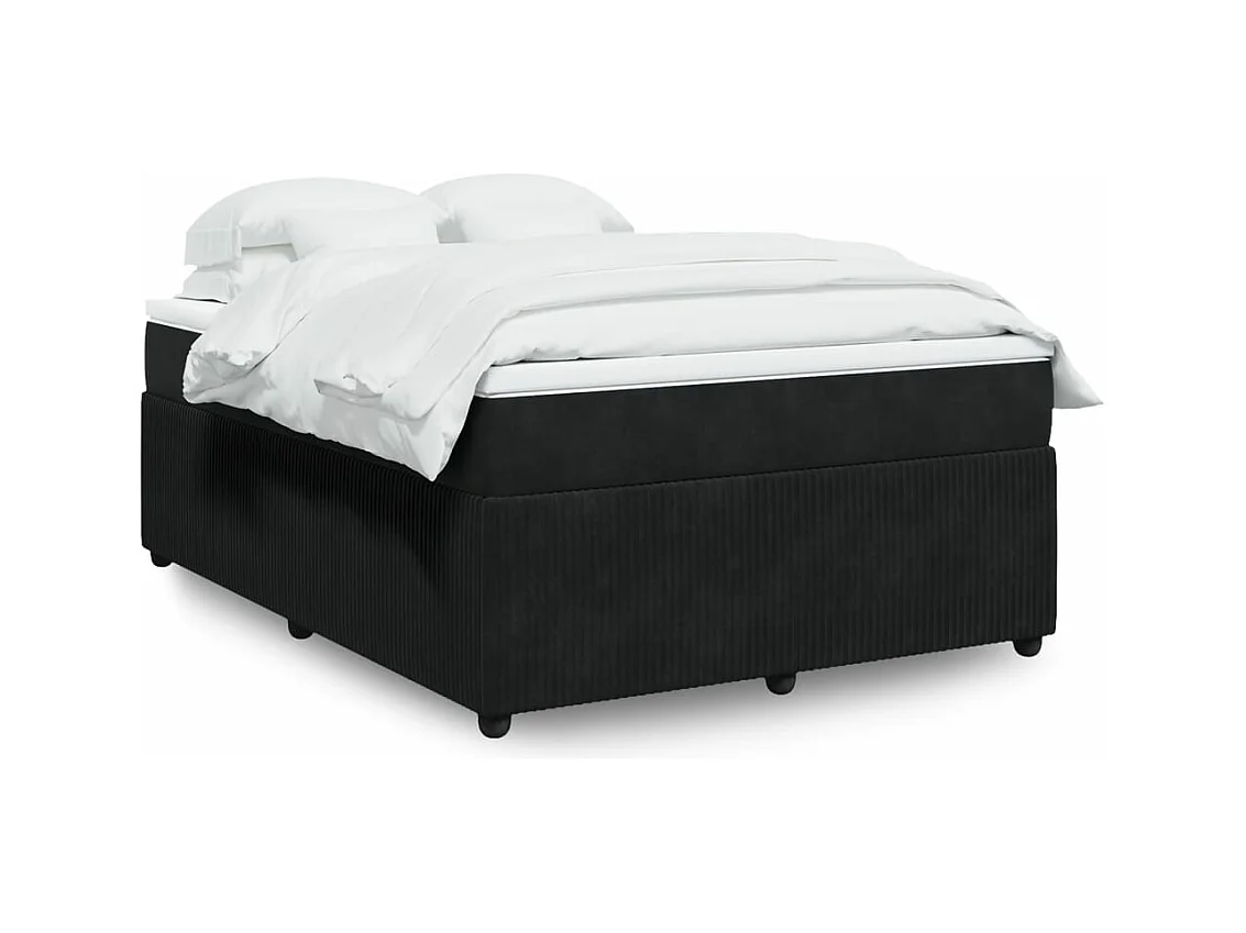 Boxspring met matras fluweel zwart 160x200 cm