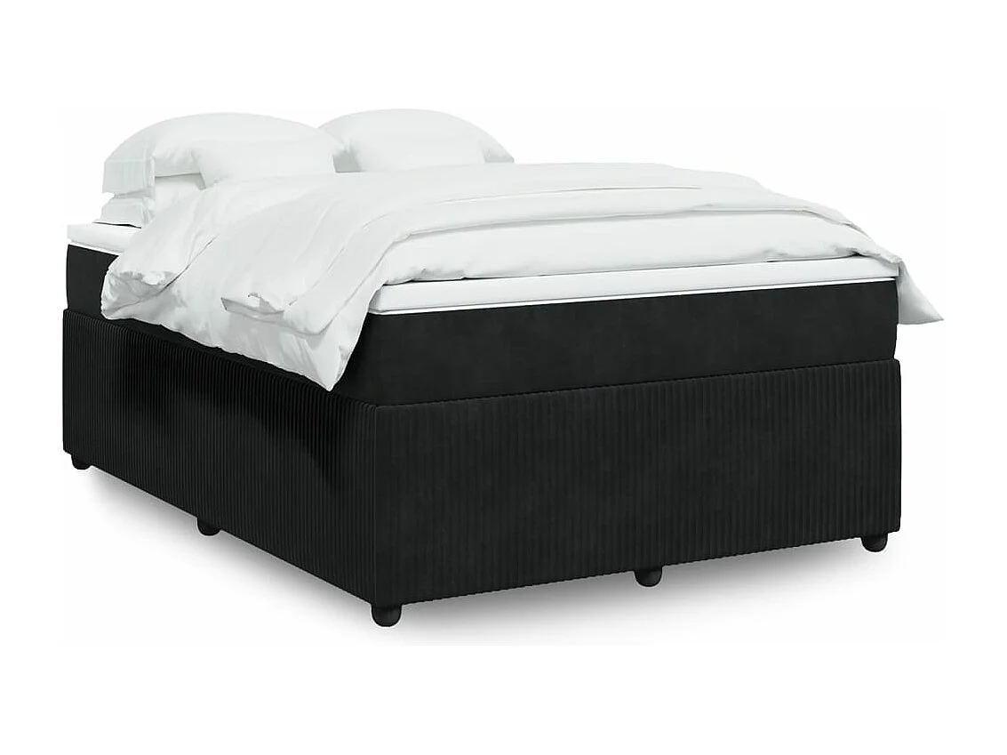 Boxspringbett mit Matratze Schwarz 160x200 cm Samt