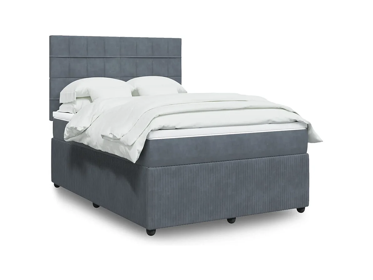 Sommier à lattes de lit et matelas Gris foncé 140x190cm Velours