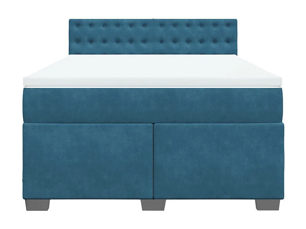 Cama com molas/colchão 140x200 cm veludo azul