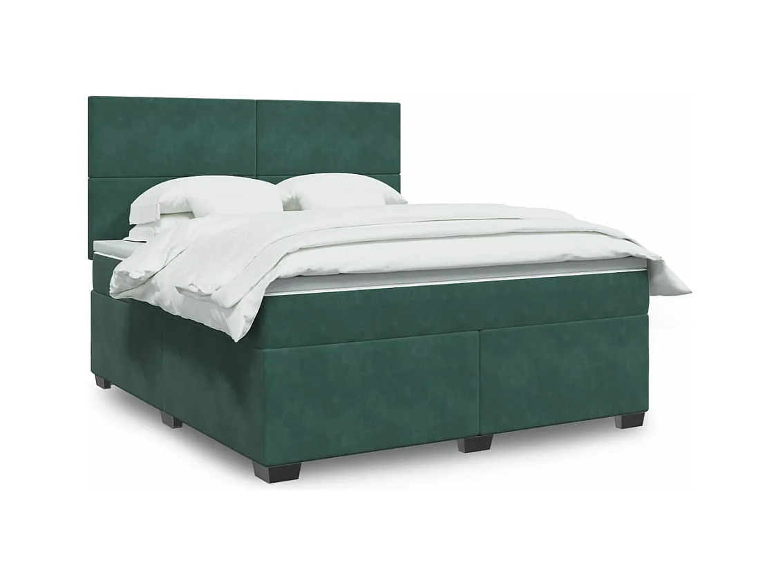 Sommier à lattes de lit et matelas Vert foncé 180x200cm Velours