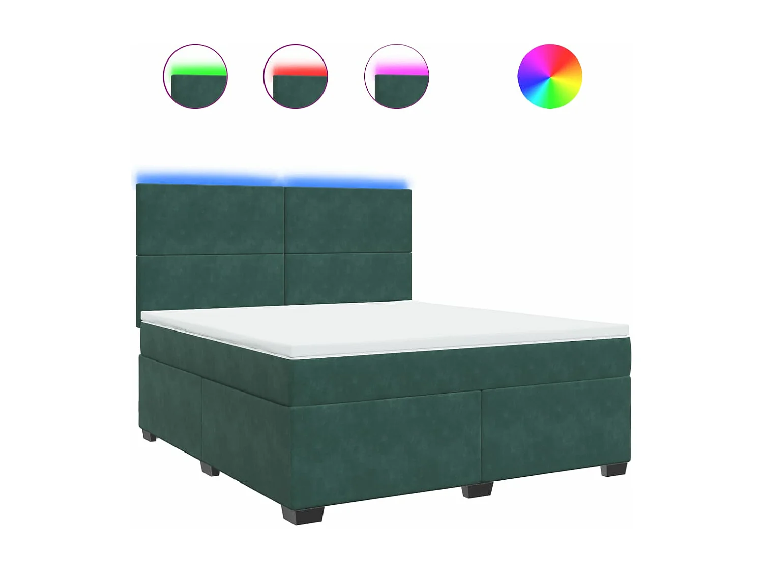 Giroletto a Molle con Materasso Verde Scuro 180x200 cm Velluto