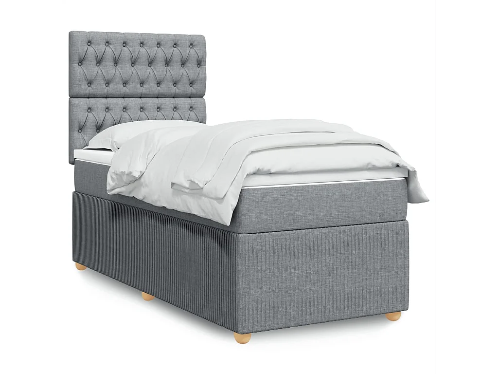 Sommier à lattes de lit et matelas Gris clair 90x190 cm Tissu